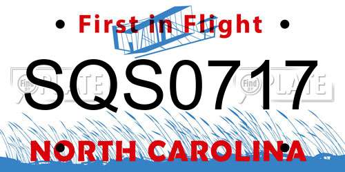 SQS0717 North Carolina License Plate