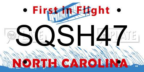 SQSH47 North Carolina License Plate