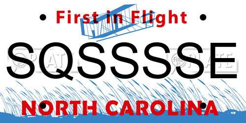 SQSSSSE North Carolina License Plate
