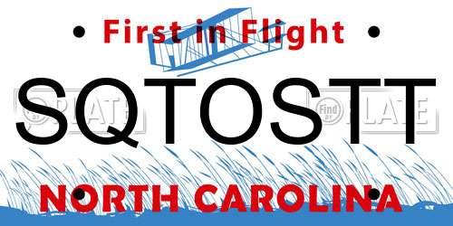 SQTOSTT North Carolina License Plate