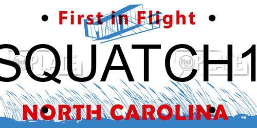 SQUATCH1 North Carolina License Plate