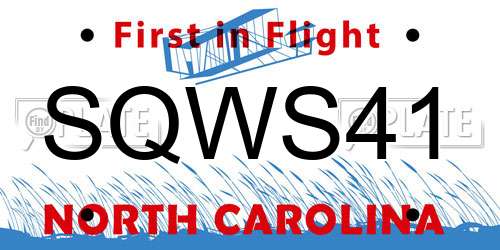 SQWS41 North Carolina License Plate