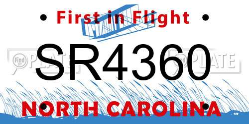 SR4360 North Carolina License Plate