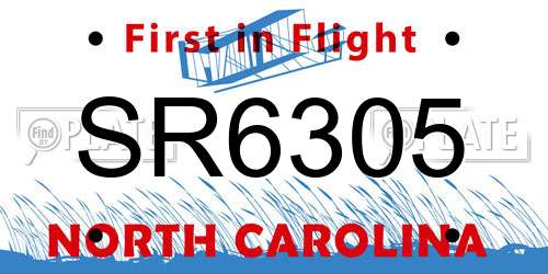 SR6305 North Carolina License Plate