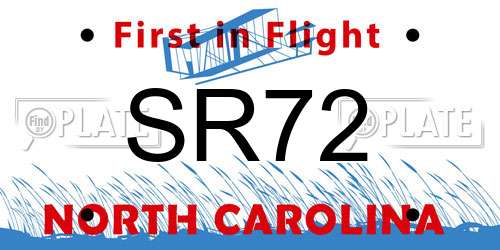SR72 North Carolina License Plate
