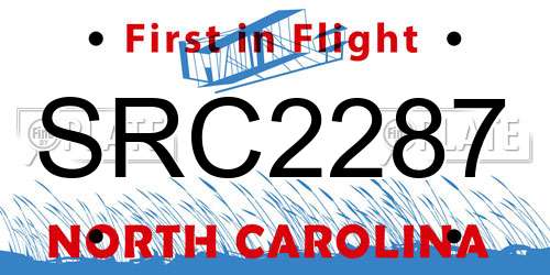 SRC2287 North Carolina License Plate