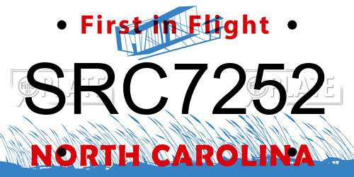 SRC7252 North Carolina License Plate