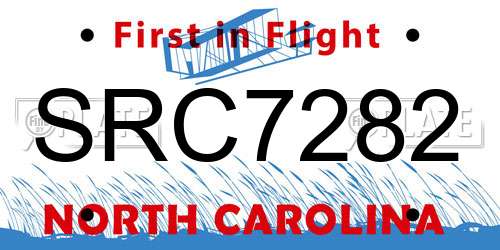 SRC7282 North Carolina License Plate