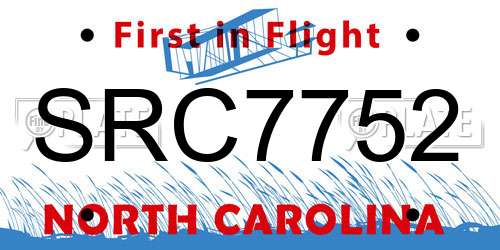 SRC7752 North Carolina License Plate