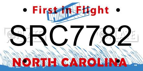 SRC7782 North Carolina License Plate