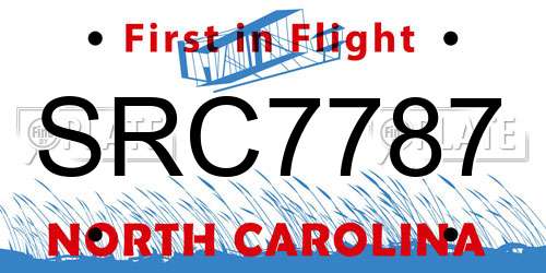 SRC7787 North Carolina License Plate