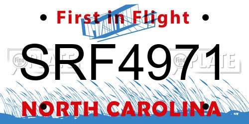 SRF4971 North Carolina License Plate