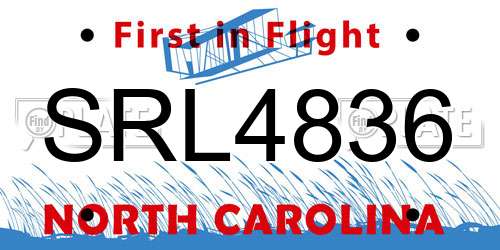 SRL4836 North Carolina License Plate