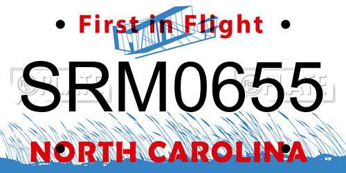 SRM0655 North Carolina License Plate
