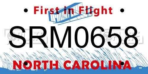 SRM0658 North Carolina License Plate
