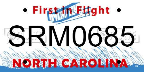 SRM0685 North Carolina License Plate