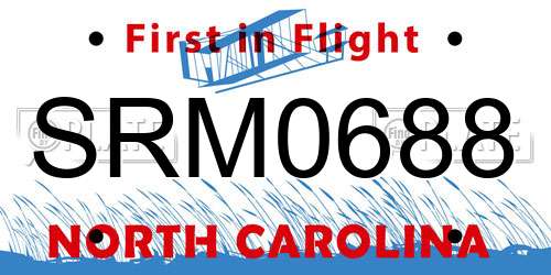 SRM0688 North Carolina License Plate
