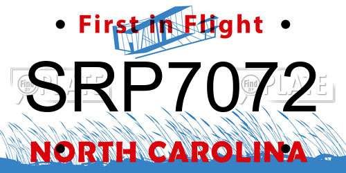SRP7072 North Carolina License Plate