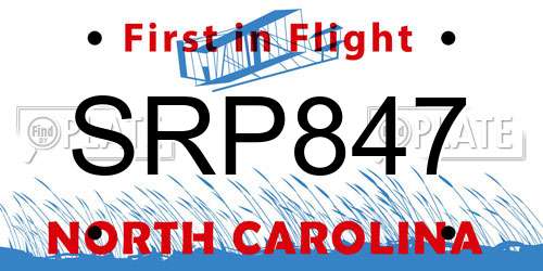 SRP847 North Carolina License Plate