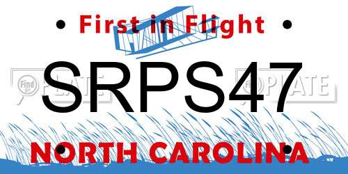 SRPS47 North Carolina License Plate