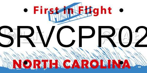 SRVCPR02 North Carolina License Plate
