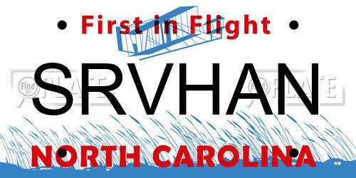 SRVHAN North Carolina License Plate