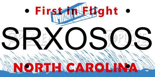SRXOSOS North Carolina License Plate