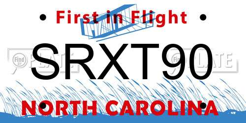 SRXT90 North Carolina License Plate