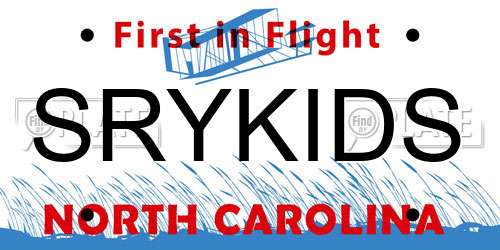SRYKIDS North Carolina License Plate