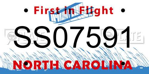 SS07591 North Carolina License Plate