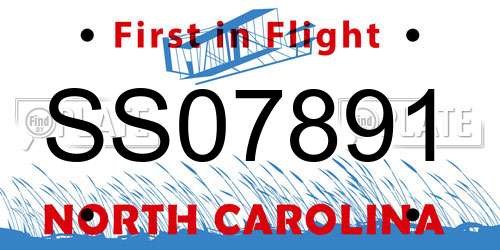 SS07891 North Carolina License Plate
