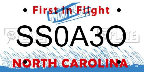 SS0A3O North Carolina License Plate