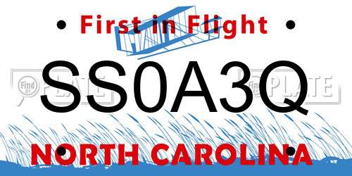SS0A3Q North Carolina License Plate