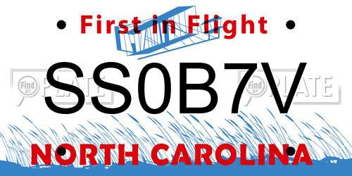 SS0B7V North Carolina License Plate