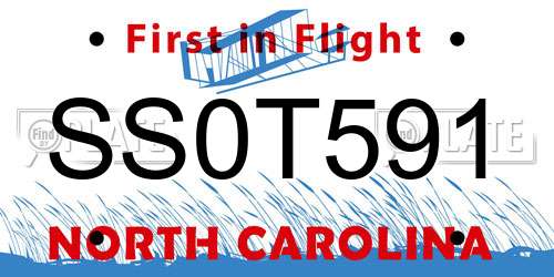 SS0T591 North Carolina License Plate