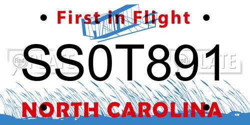 SS0T891 North Carolina License Plate