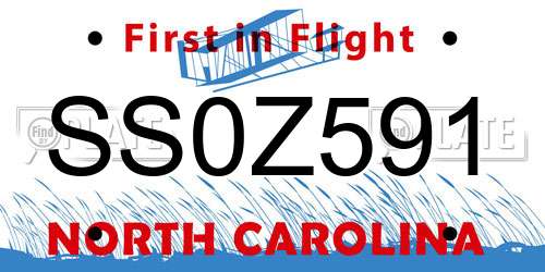 SS0Z591 North Carolina License Plate