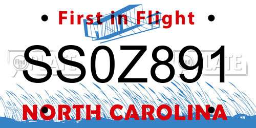 SS0Z891 North Carolina License Plate