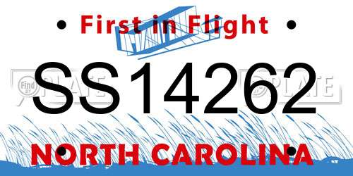 SS14262 North Carolina License Plate