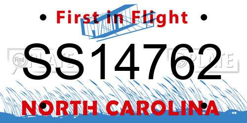 SS14762 North Carolina License Plate