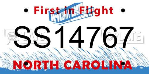 SS14767 North Carolina License Plate