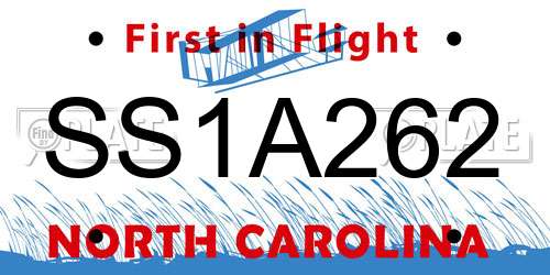 SS1A262 North Carolina License Plate
