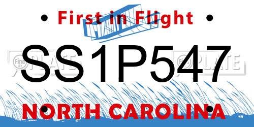 SS1P547 North Carolina License Plate