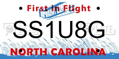 SS1U8G North Carolina License Plate