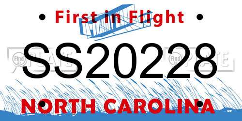 SS20228 North Carolina License Plate