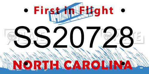SS20728 North Carolina License Plate