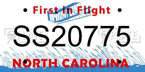 SS20775 North Carolina License Plate