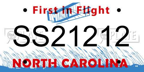 SS21212 North Carolina License Plate