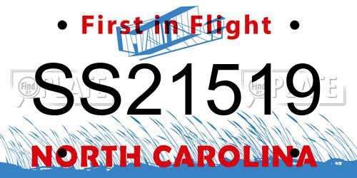 SS21519 North Carolina License Plate