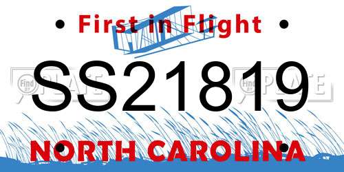 SS21819 North Carolina License Plate